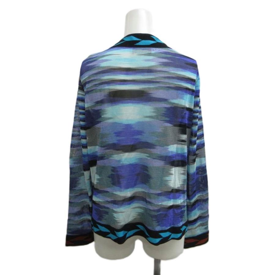 ミッソーニ MISSONI カーディガン ニット 44 青 ブルー マルチカラー