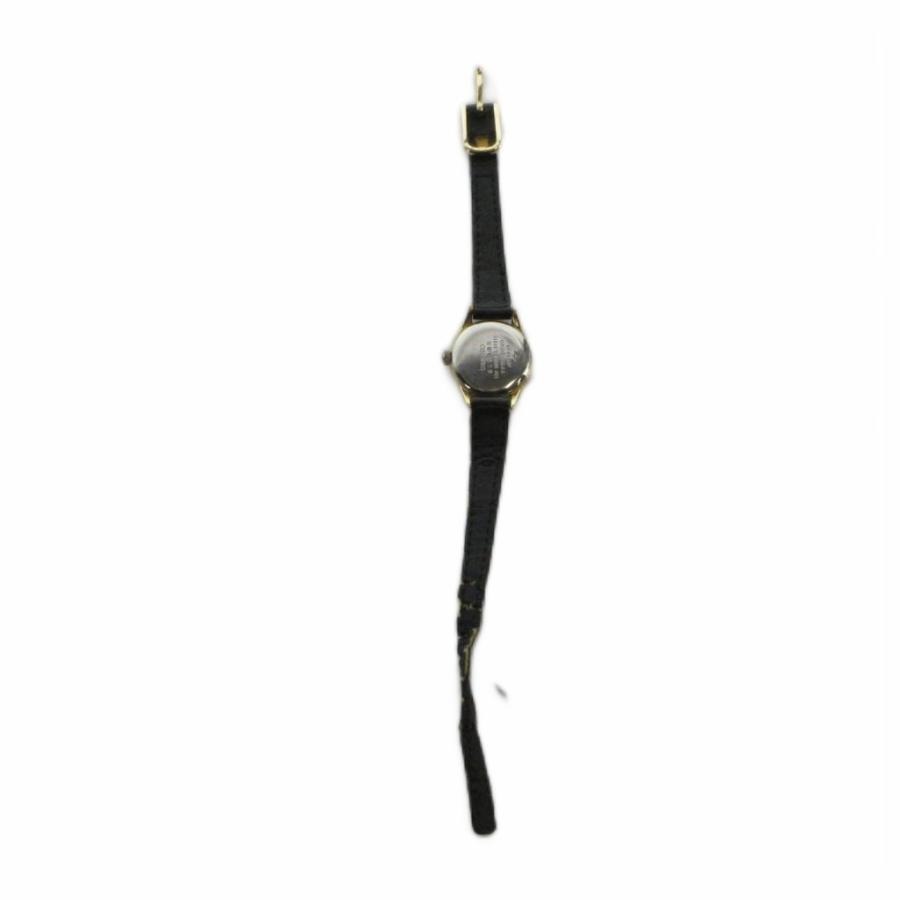 HM ゴールド ブラック レザー アナログ時計　ジャンク セイコー SEIKO ジャンク品 2220-0020 腕時計 ウォッチ 手巻き レザー