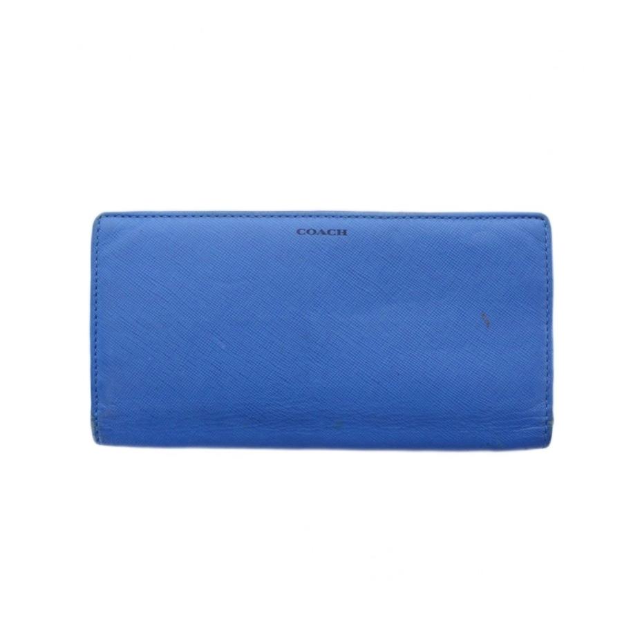 COACH（コーチ） 長財布 二つ折り カード入れ 札入れ 小銭入れなし 青