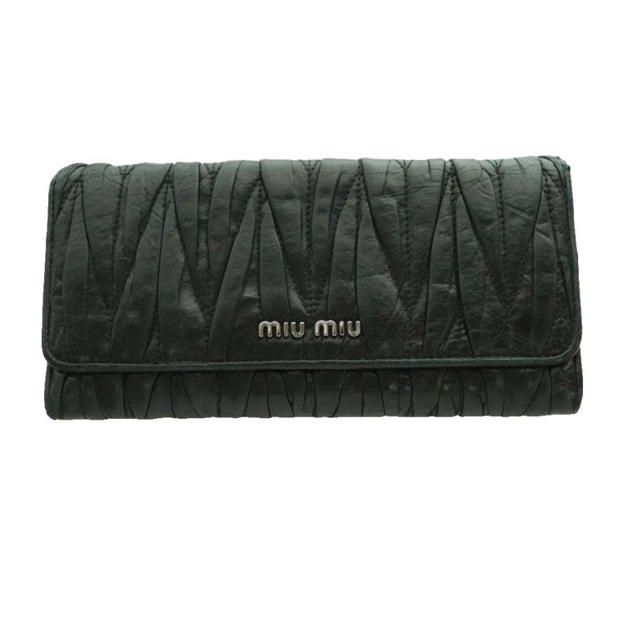 miu miu（ミュウミュウ） マテラッセ 長財布 レザー 黒 ブラック /SS