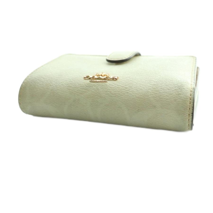 COACH（コーチ） シグネチャー 二つ折り財布 L字ファスナー レザー 白