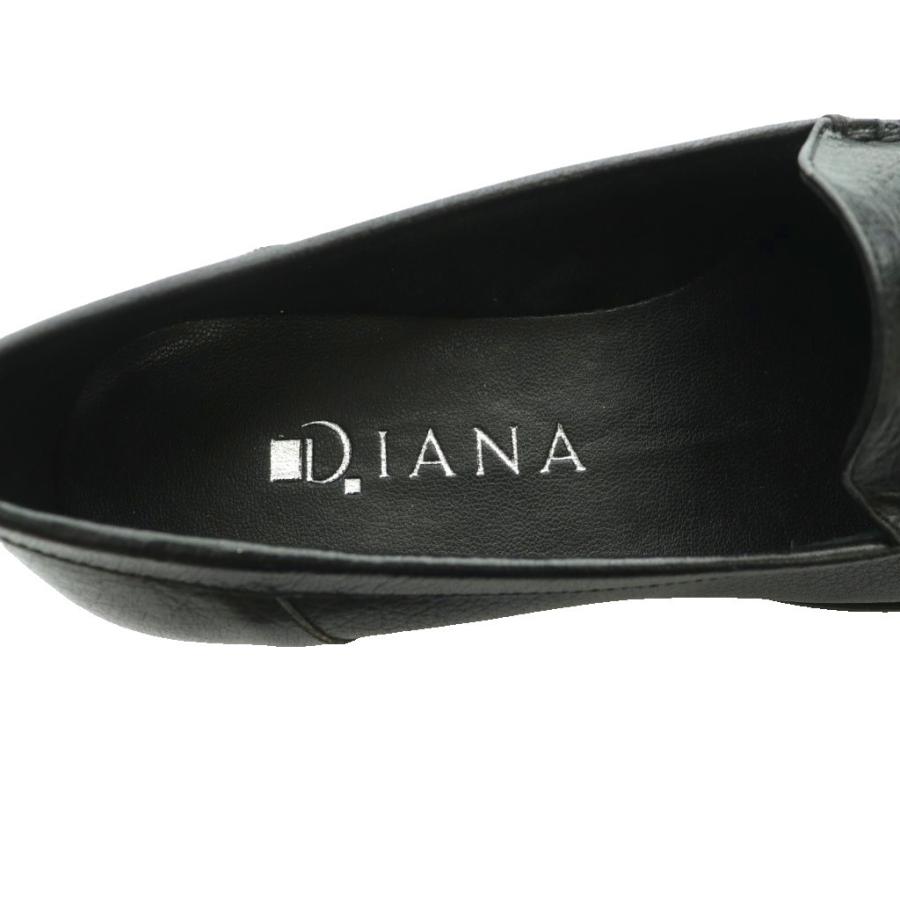 DIANA（ダイアナ） ローファー モカシン ヒール レザー 22.5cm 黒