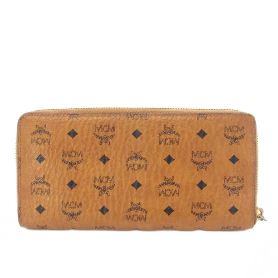 エムシーエム MCM Large Aren Zip Around Wallet in Visetos Cognac 長