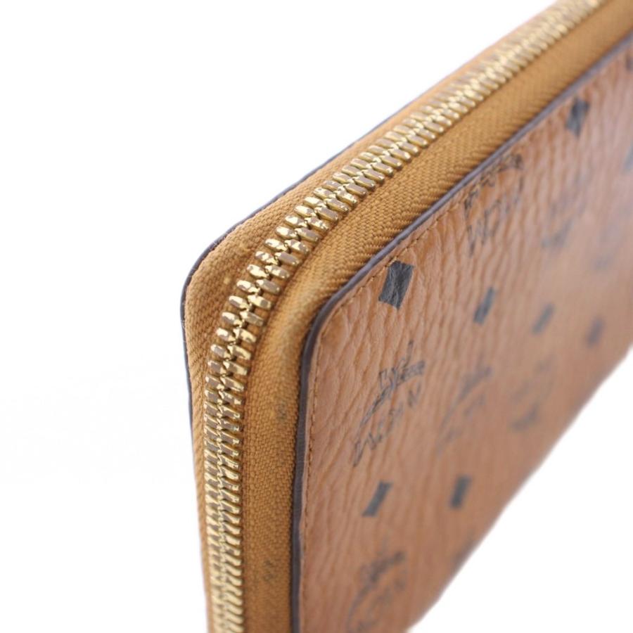 エムシーエム MCM Large Aren Zip Around Wallet in Visetos Cognac 長