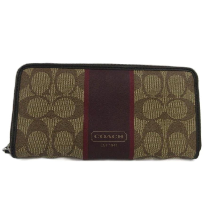 COACH（コーチ） 長財布 PVC レザー ラウンドファスナー シグネチャー
