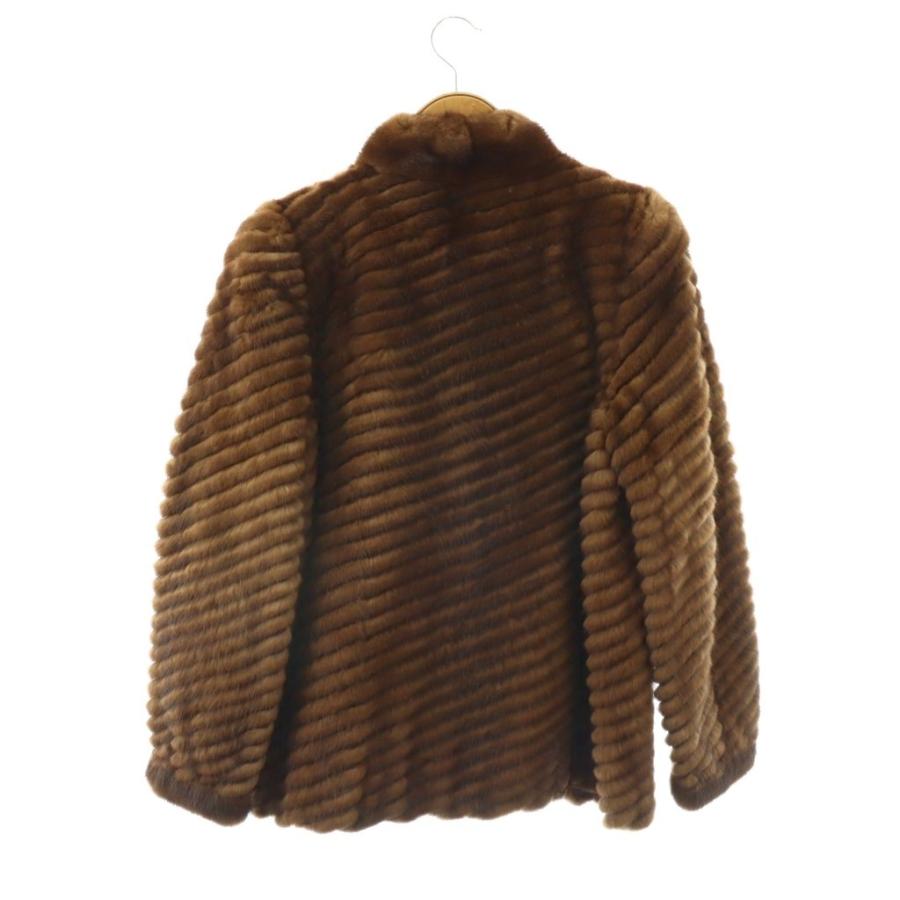 マルヤマファー Blue Ele TOKYO MARUYAMA FURS シェブロン ミンクファー コート 毛皮 ミドル丈 ブラウン 茶 /ES ■GY18 レディース_1