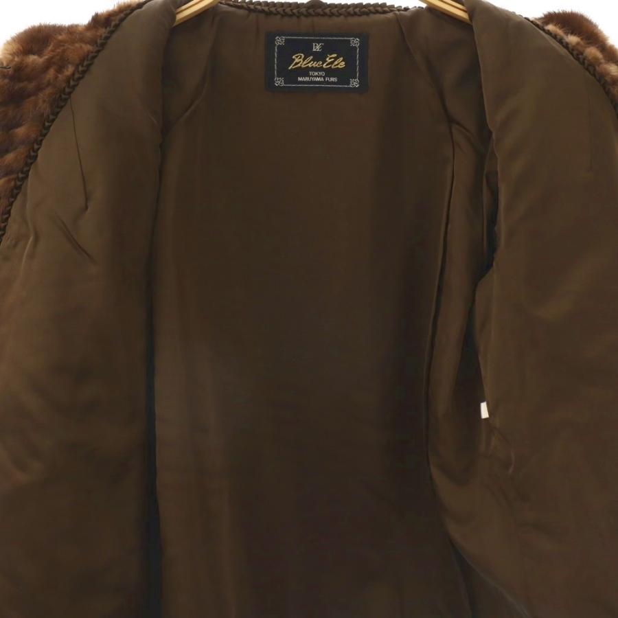 マルヤマファー Blue Ele TOKYO MARUYAMA FURS シェブロン ミンクファー コート 毛皮 ミドル丈 ブラウン 茶 /ES ■GY18 レディース_2
