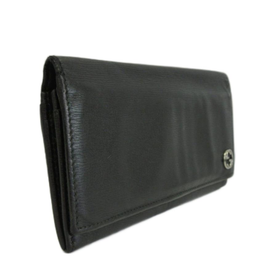 GUCCI（グッチ） 長財布 二つ折り レザー インターロッキングG 黒