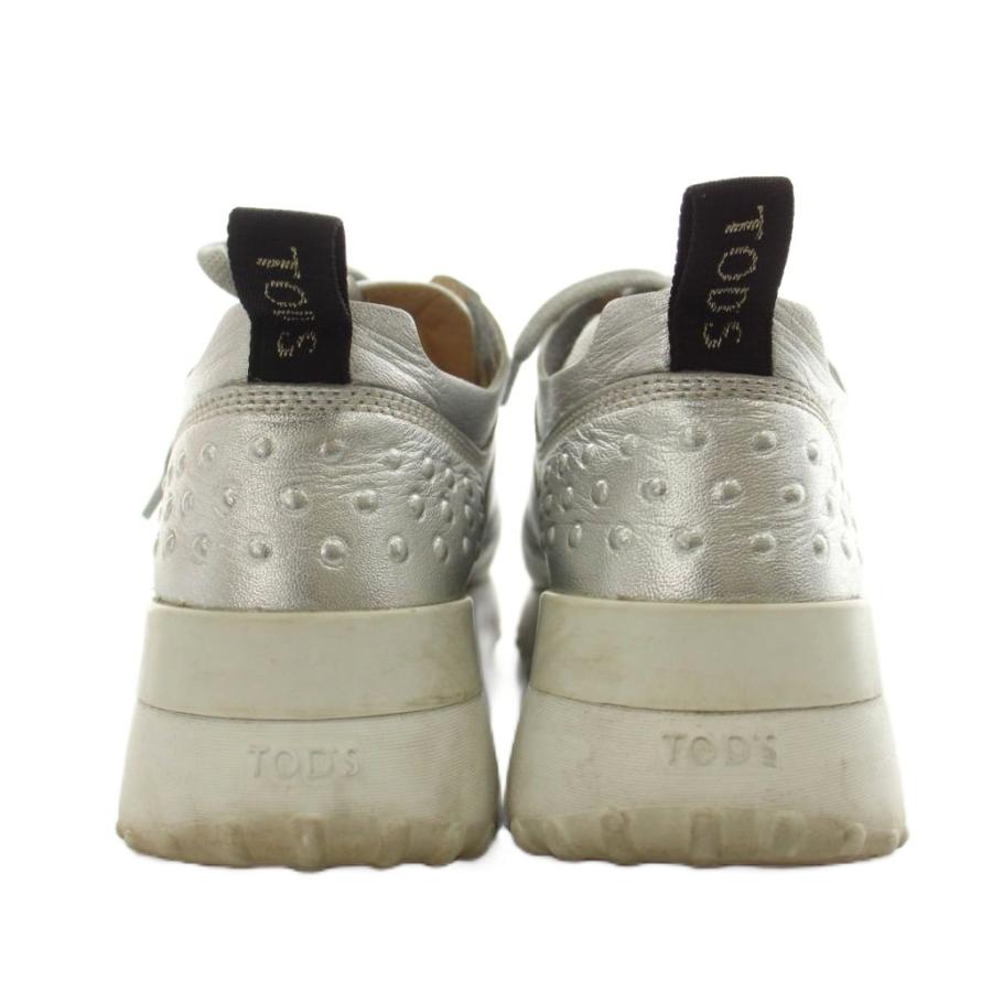 トッズ TOD'S スニーカー シューズ ロゴ レザー 35 シルバー色 /AN12