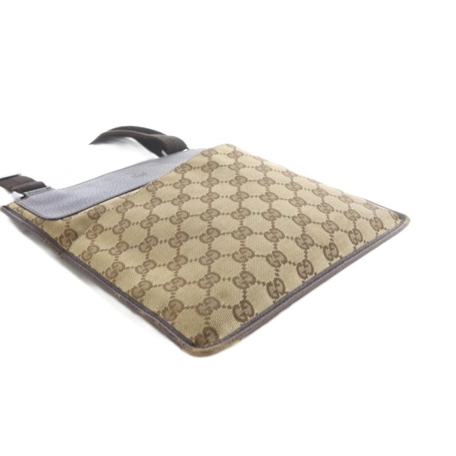 GUCCI（グッチ） ショルダーバッグ キャンバス レザー ロゴ GG柄 茶色
