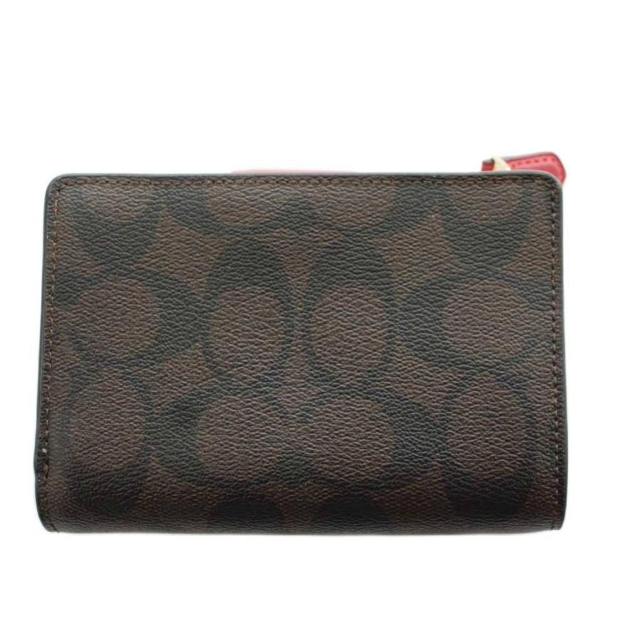 COACH（コーチ） シグネチャー 財布 二つ折り 小銭入れ PVC レザー 茶