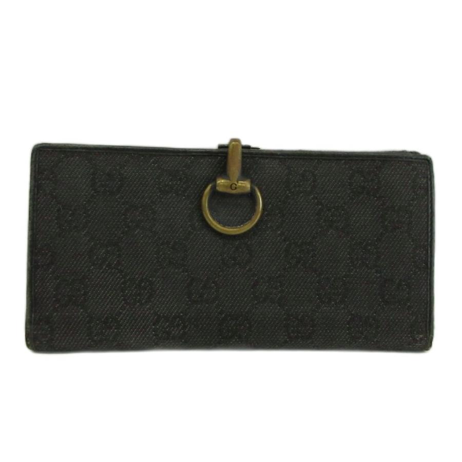 GUCCI GG キャンバス×レザー　二つ折り 長財布 GUCCI（グッチ） 長財布 二つ折り GGキャンバス 総柄 ホースビット 黒
