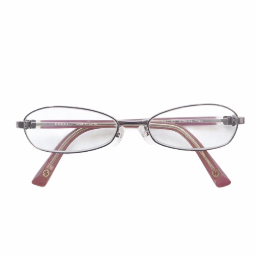 GUCCI チタンフレーム メガネフレーム 度なし 日本製 GUCCI（グッチ） 眼鏡 チタン TITANフレーム オーバル型 52□16-134 度