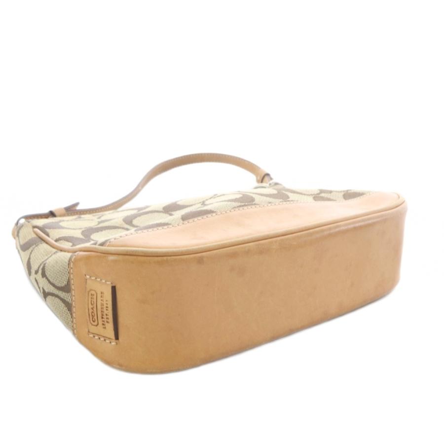 COACH（コーチ） ハンドバッグ キャンバス レザー シグネチャー 茶色