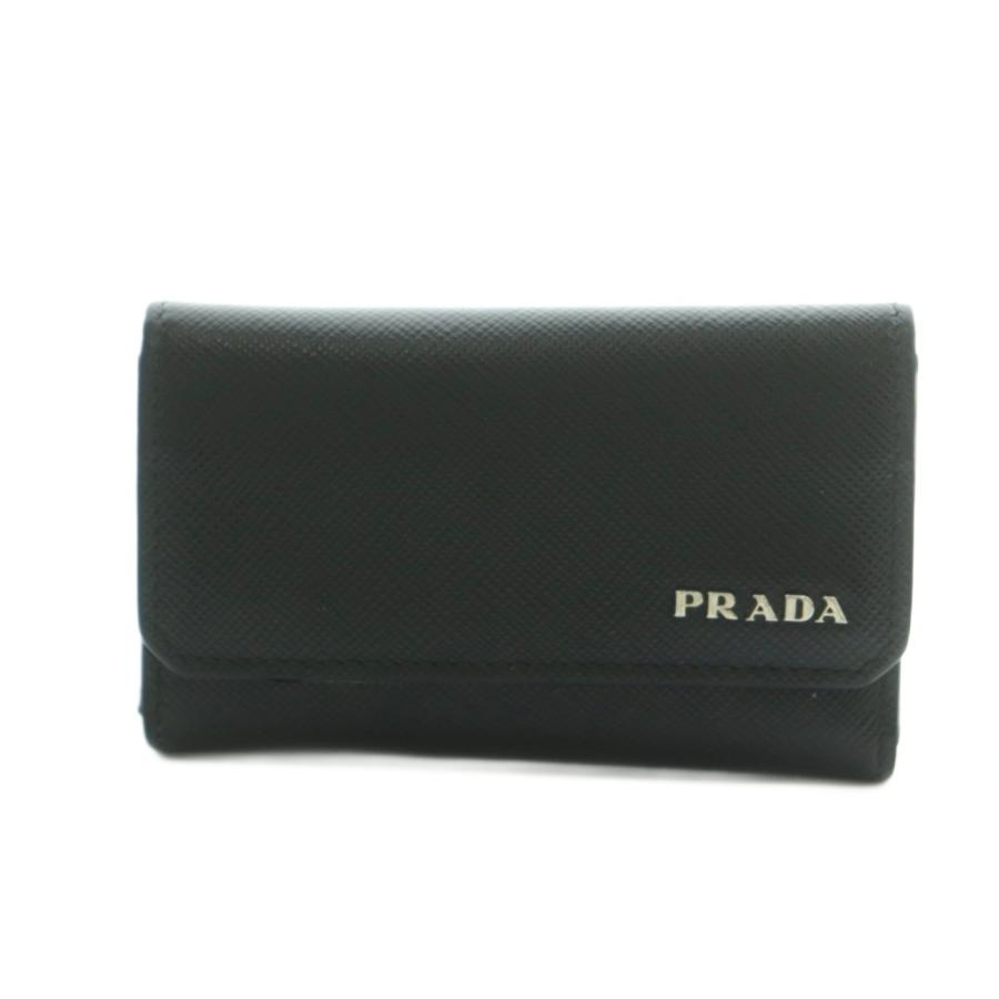 PRADA（プラダ） サフィアーノ キーケース 6連 レザー 黒 /MI □OH