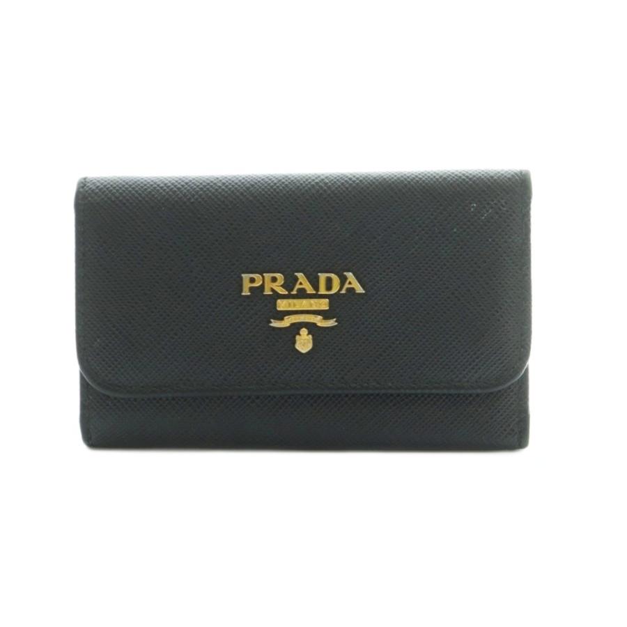 PRADA（プラダ） サフィアーノ キーケース 4連 レザー 黒 /MI □OH