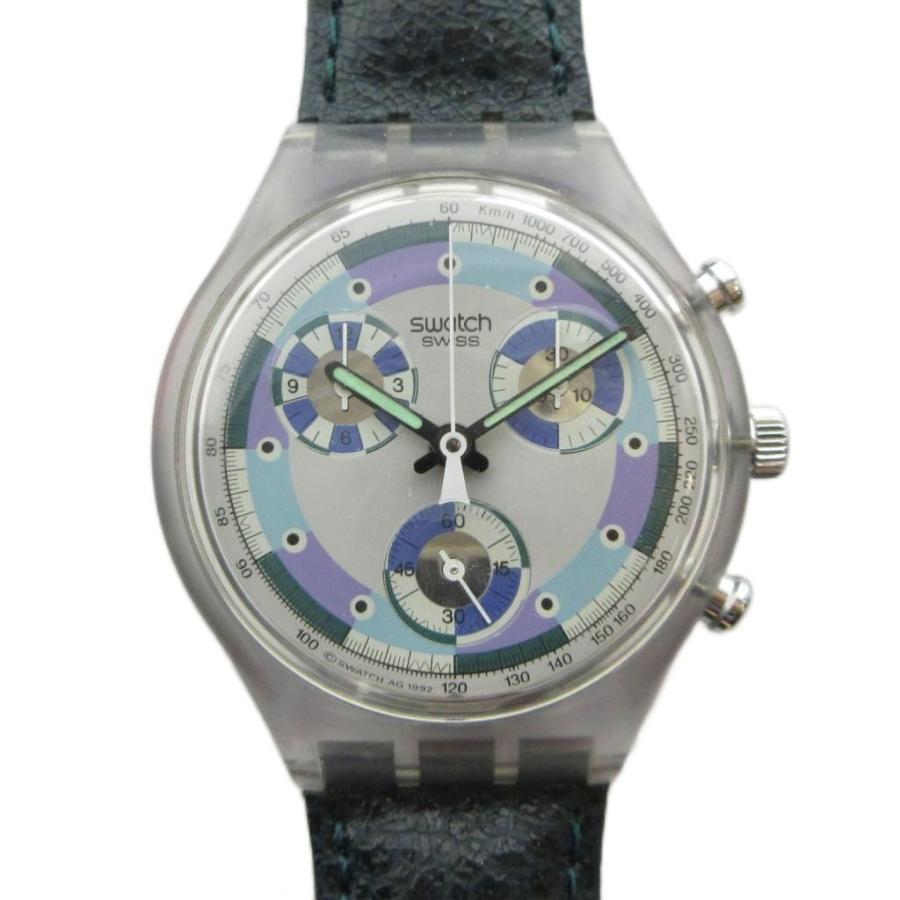 稼働品 swatch スウォッチ メンズ腕時計 クロノグラフ ブルー レザー スウォッチ SWATCH 腕時計 ウォッチ クォーツ レザーベルト クロノ