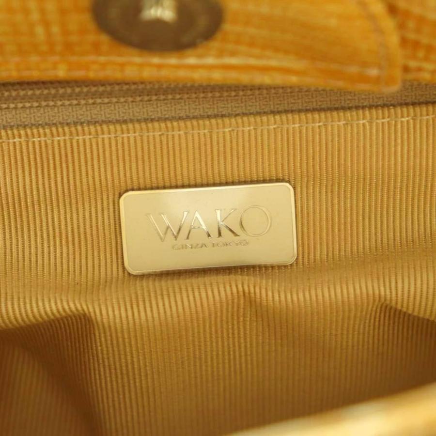 銀座和光 WAKO ハンドバッグ 型押し 黄色 /MI □GY18 レディース
