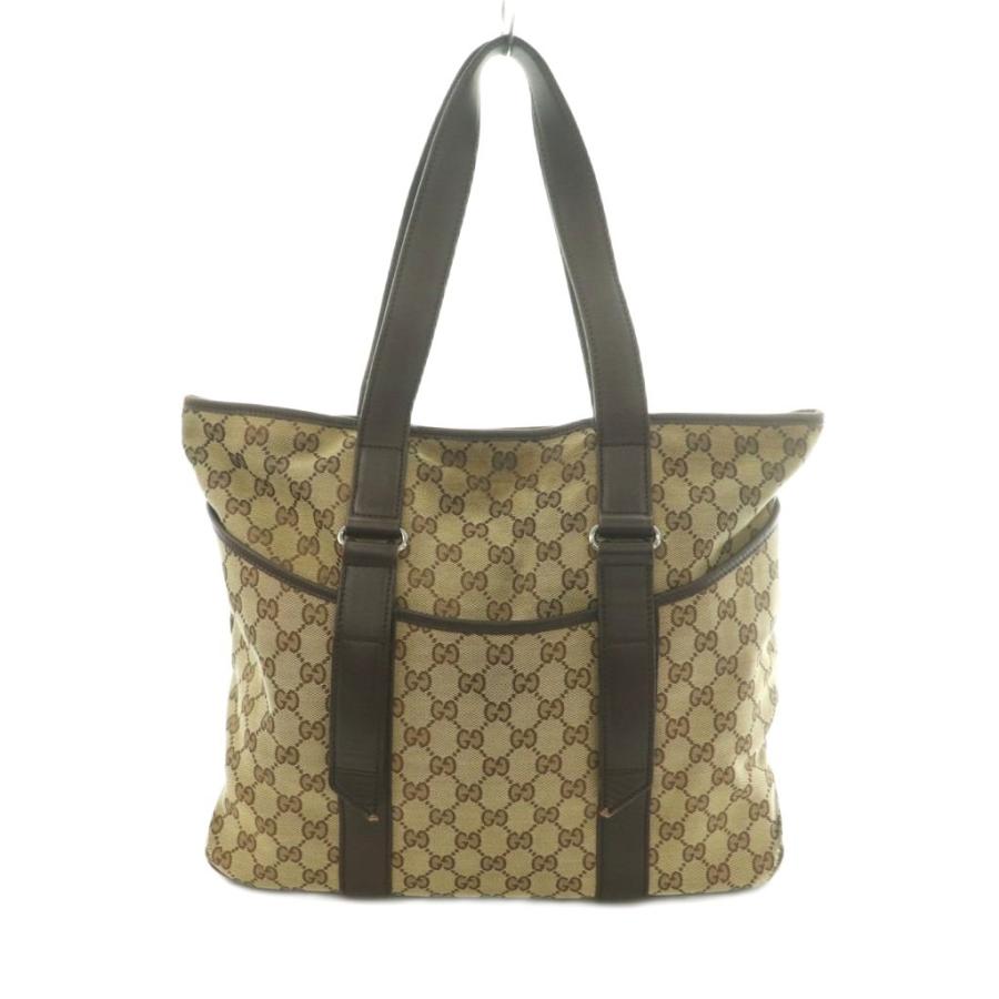 GUCCI（グッチ） トートバッグ キャンバス レザー GG柄 ベージュ 茶 