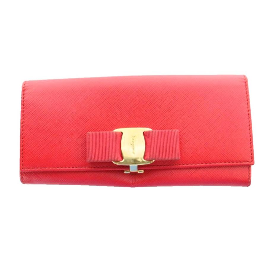 新品同様‼️ サルヴァトーレフェラガモ　財布　長財布　ヴァラ　リボン　ハート FERRAGAMO（フェラガモ） サルヴァトーレフェラガモ ヴァラ リボン