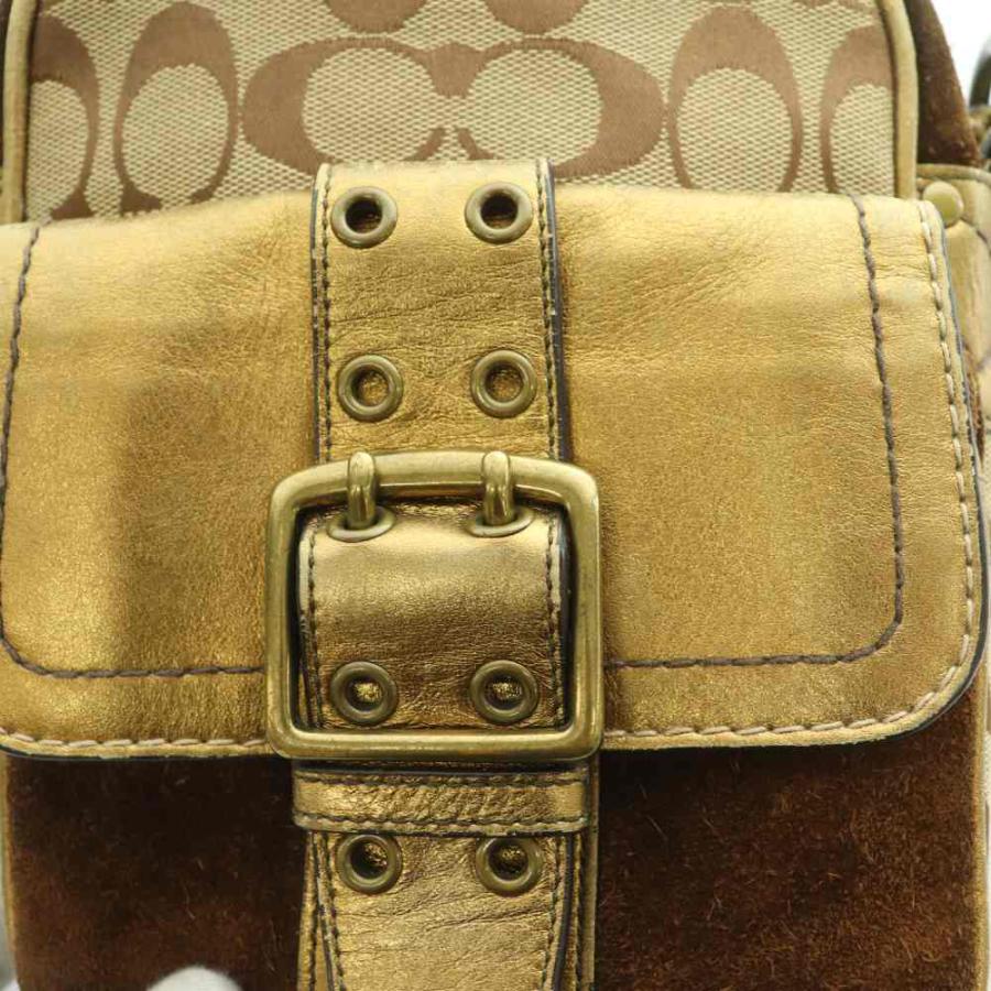 COACH（コーチ） シグネチャー ショルダーバッグ キャンバス スエード 