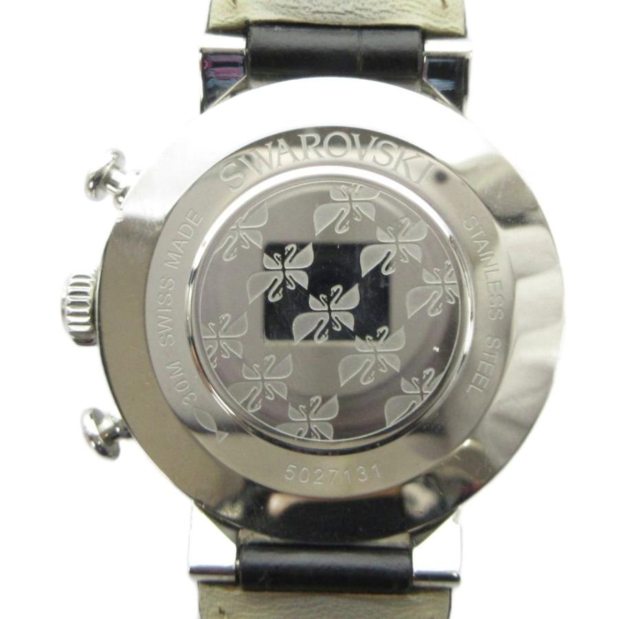 Swarovski ブラック クォーツ腕時計 スワロフスキー SWAROVSKI 5027131 腕時計 ウォッチ 黒文字盤 レザー