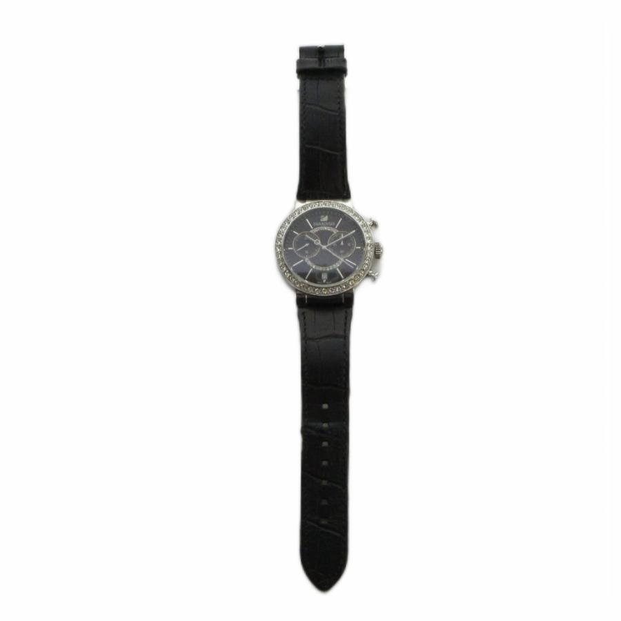 スワロフスキー SWAROVSKI 5027131 腕時計 ウォッチ 黒文字盤 レザー