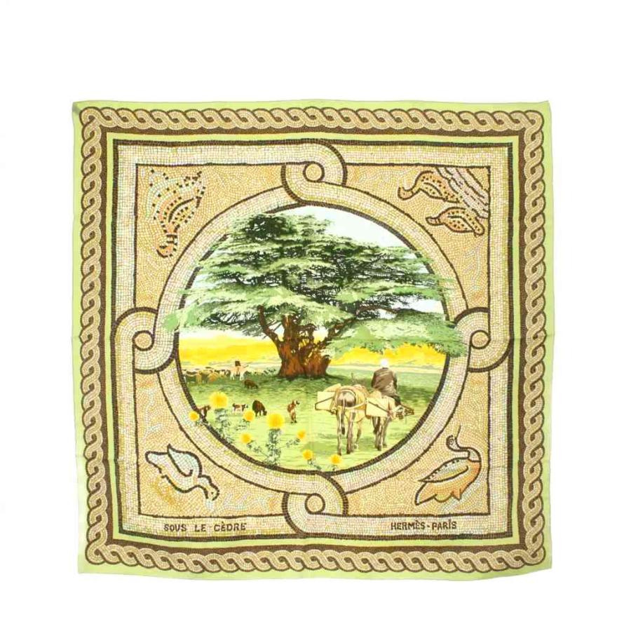 新品 希少 HERMES エルメス カレ90 ヒマラヤ杉の下で 大判 HERMES（エルメス） カレ90 ヒマラヤ杉の下で SOUS LE CEDRE スカーフ
