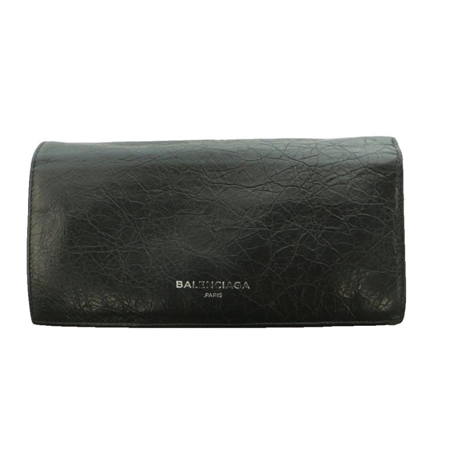 BALENCIAGA（バレンシアガ） ブラックレザー製ロングウォレット 長財布