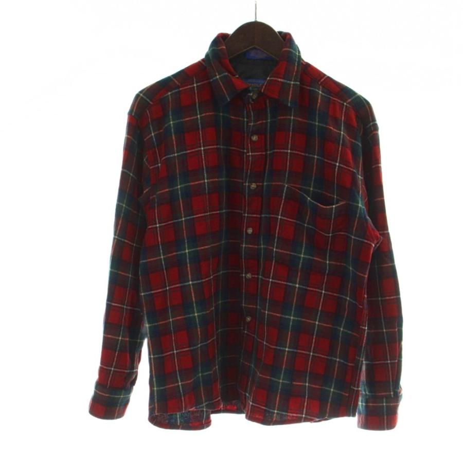 ペンドルトン PENDLETON ステンカラーシャツ 長袖 チェック柄 ロゴ 赤