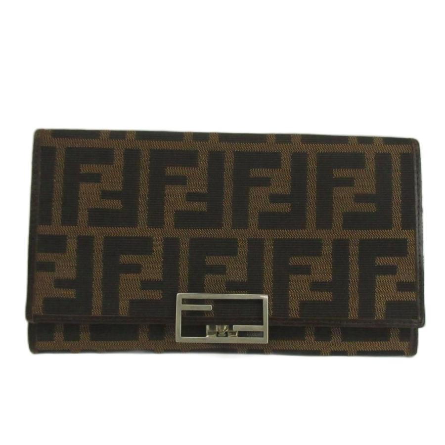 FENDI（フェンディ） 長財布 二つ折り キャンバス レザー ズッカ柄 FF