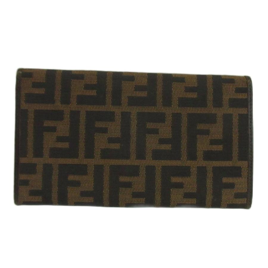FENDI（フェンディ） 長財布 二つ折り キャンバス レザー ズッカ柄 FF