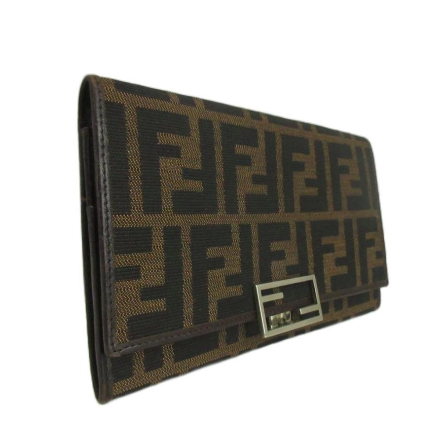 FENDI（フェンディ） 長財布 二つ折り キャンバス レザー ズッカ柄 FF