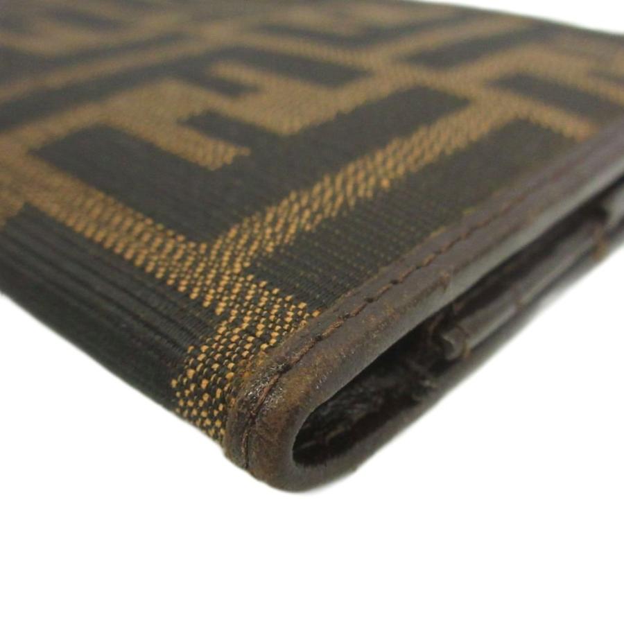 FENDI（フェンディ） 長財布 二つ折り キャンバス レザー ズッカ柄 FF