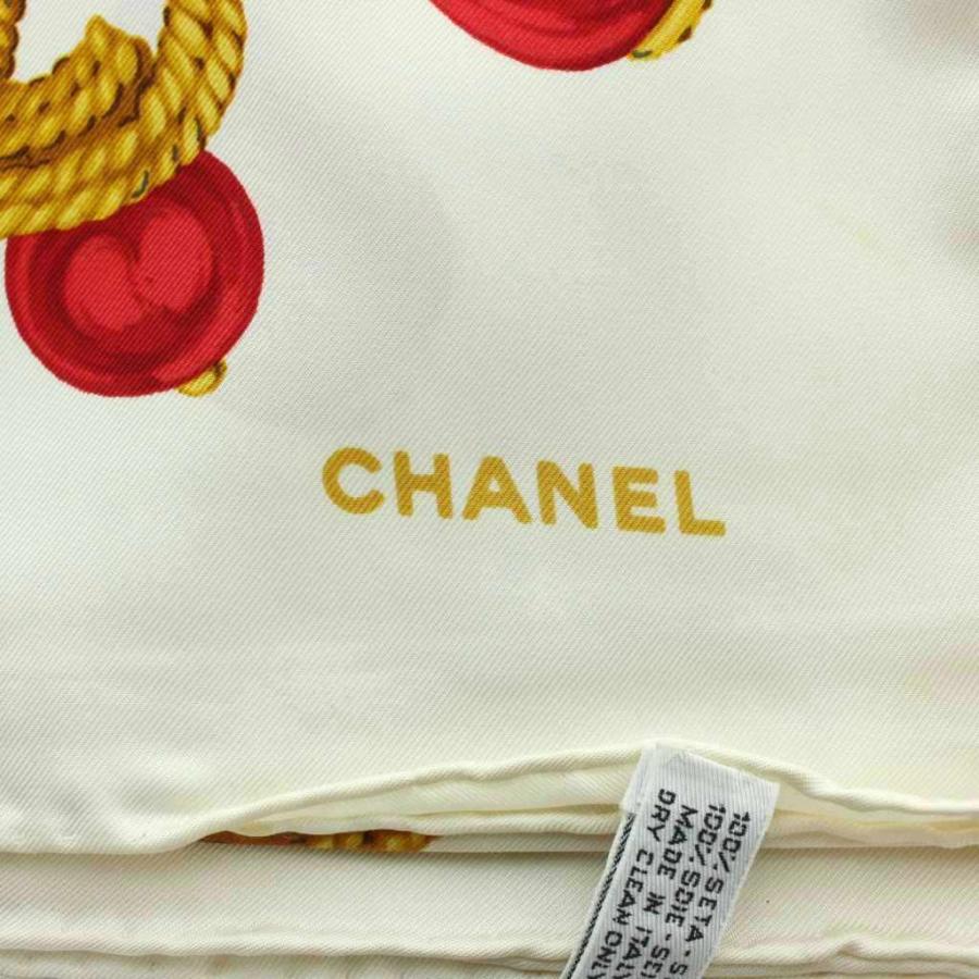 CHANEL（シャネル） 大判スカーフ ストール 絹 シルク ロゴ 総柄 黄