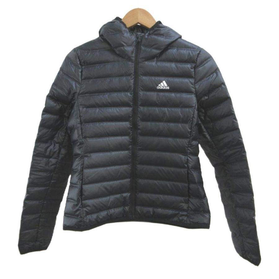 adidas（アディダス） ダウンジャケット 上着 L 黒 ブラック フード 