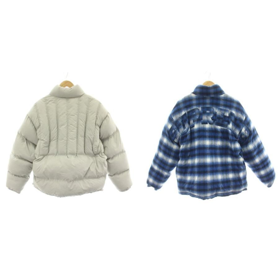 シュプリーム SUPREME リバーシブル ダウンジャケット L グレー 青 Supreme（シュプリーム） リバーシブル ダウンジャケット ロゴ