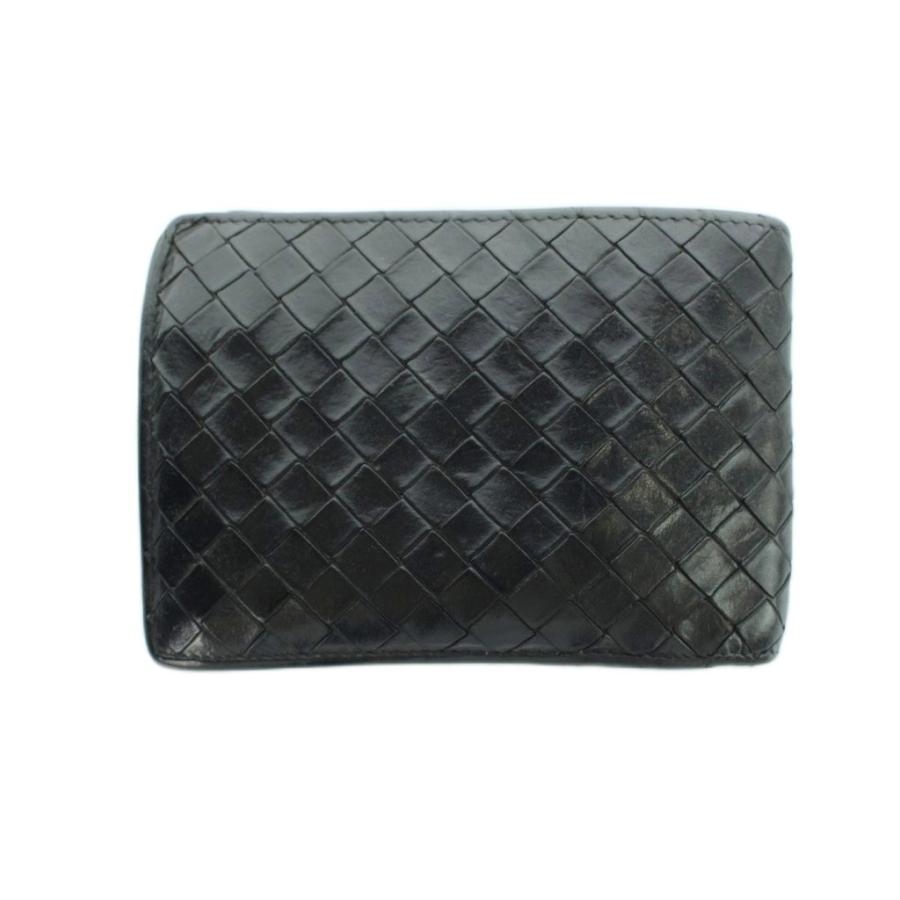 ボッテガヴェネタ 2つ折り財布 イントレチャート ブラック グレー BOTTEGA VENETA（ボッテガ・ヴェネタ） 二つ折り財布 ウォレット ロゴ