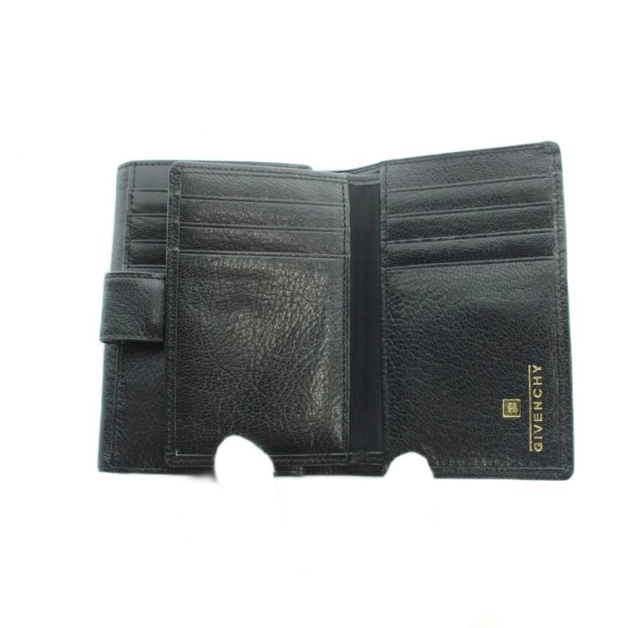 【美品】GIVENCHY ジバンシー 二つ折り財布 ブラック ゴールド 金具 ジバンシィ GIVENCHY 二つ折り財布 ウォレット レザー ロゴ 黒