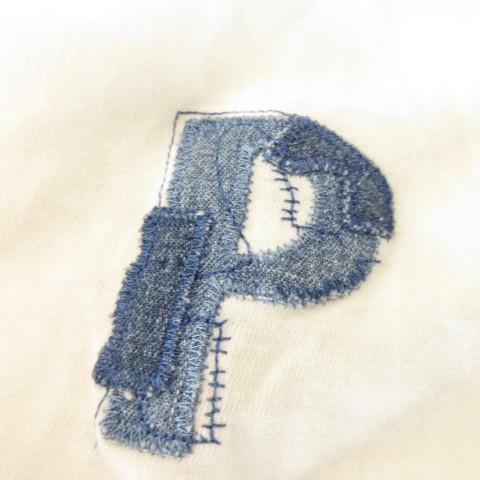 未使用品 パパス Papas Tシャツ M 白 ホワイト 半袖 ロゴ ヘンリー 