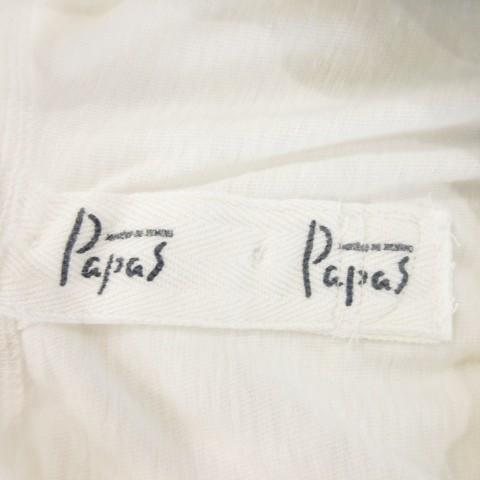 未使用品 パパス Papas Tシャツ M 白 ホワイト 半袖 ロゴ ヘンリー 