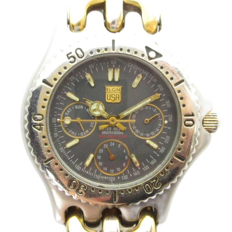 エルジン ELGIN FK-666-C 腕時計 クオーツ ウォッチ クロノグラフ ロゴ