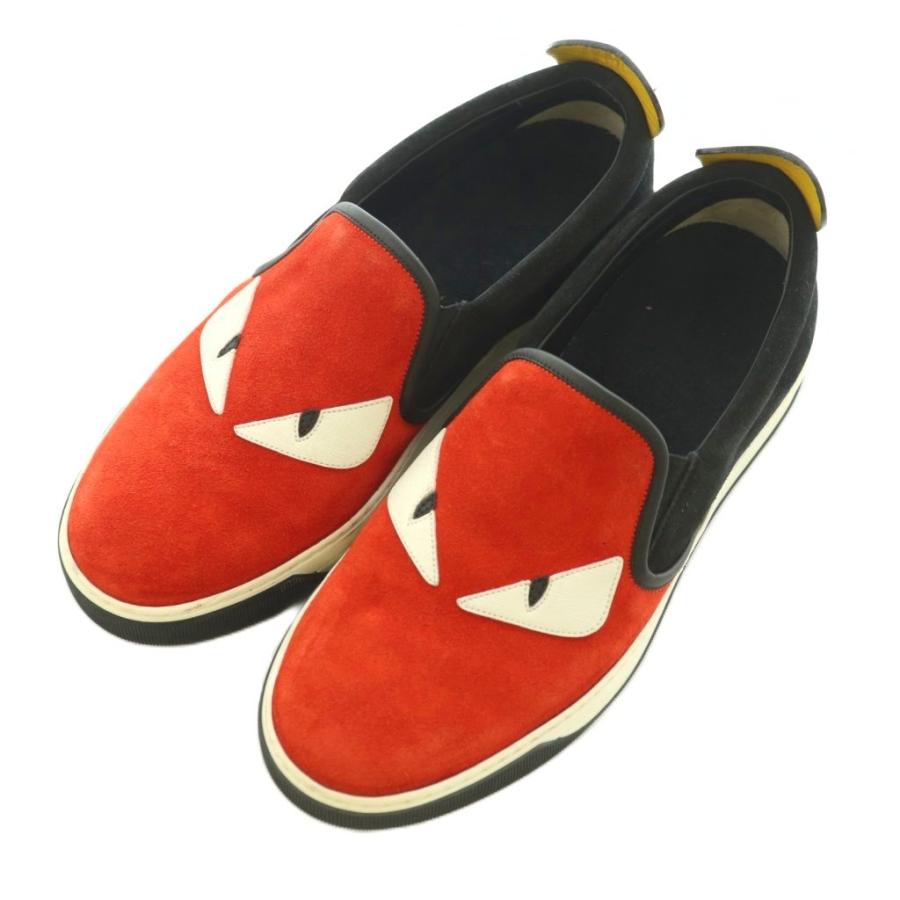 フェンディ FENDI スニーカー シューズ スリッポン スタッズ 5 24.0-24.5cm 赤 黒 黄色 /MI ■GY18 メンズ_1