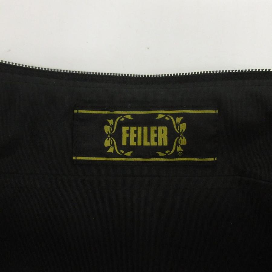 FEILER ハンドバッグ イギリスロゴあり フェイラー FEILER ハンドバッグ シュニール織 花柄 ロゴ 黒 ブラック