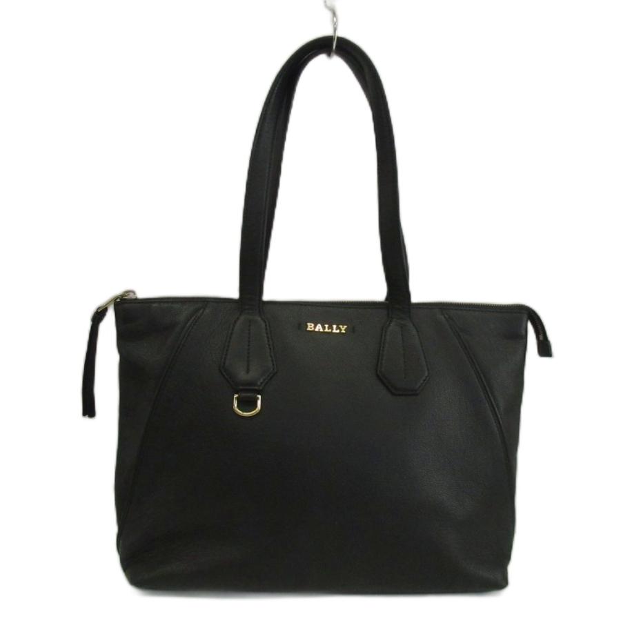 BALLYトートバッグ Bally（バリー） トートバッグ 肩掛け レザー ロゴ ゴールド金具 黒