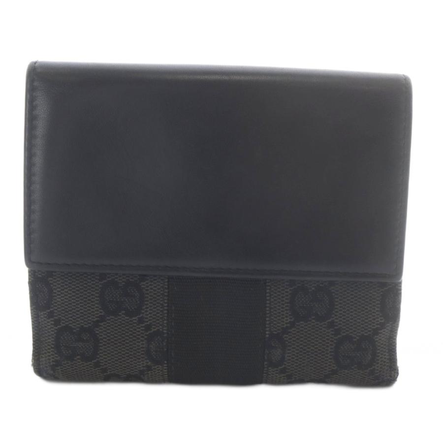 GUCCI（グッチ） 財布 二つ折り GGキャンバス レザー ブラック /YO13