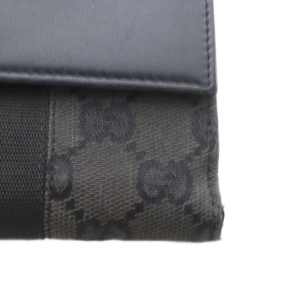 GUCCI（グッチ） 財布 二つ折り GGキャンバス レザー ブラック /YO13