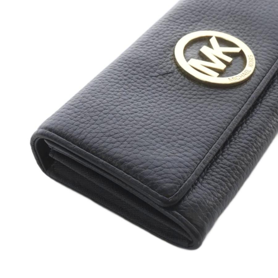 マイケルコース MICHAEL KORS 長財布 二つ折り MK柄 レザー ブラック 