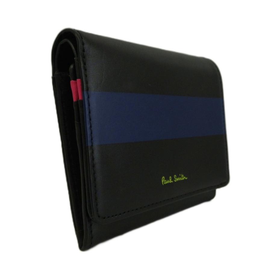 Paul Smith（ポール・スミス） 財布 二つ折り レザー ライン ロゴ 黒