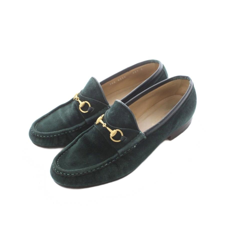 GUCCI（グッチ） ローファー モカシン 38.5 25cm 緑 グリーン スエード